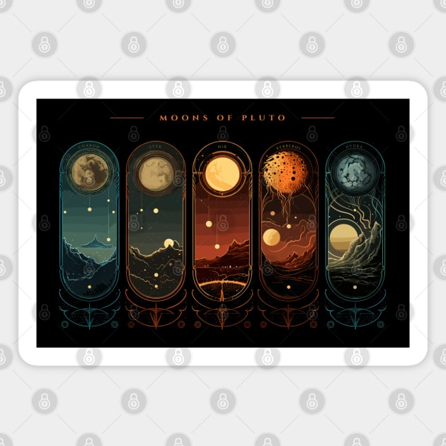 Pluto Moons, Astronomy Outer Space Lunar Wall Art Magnet by Moonfarer